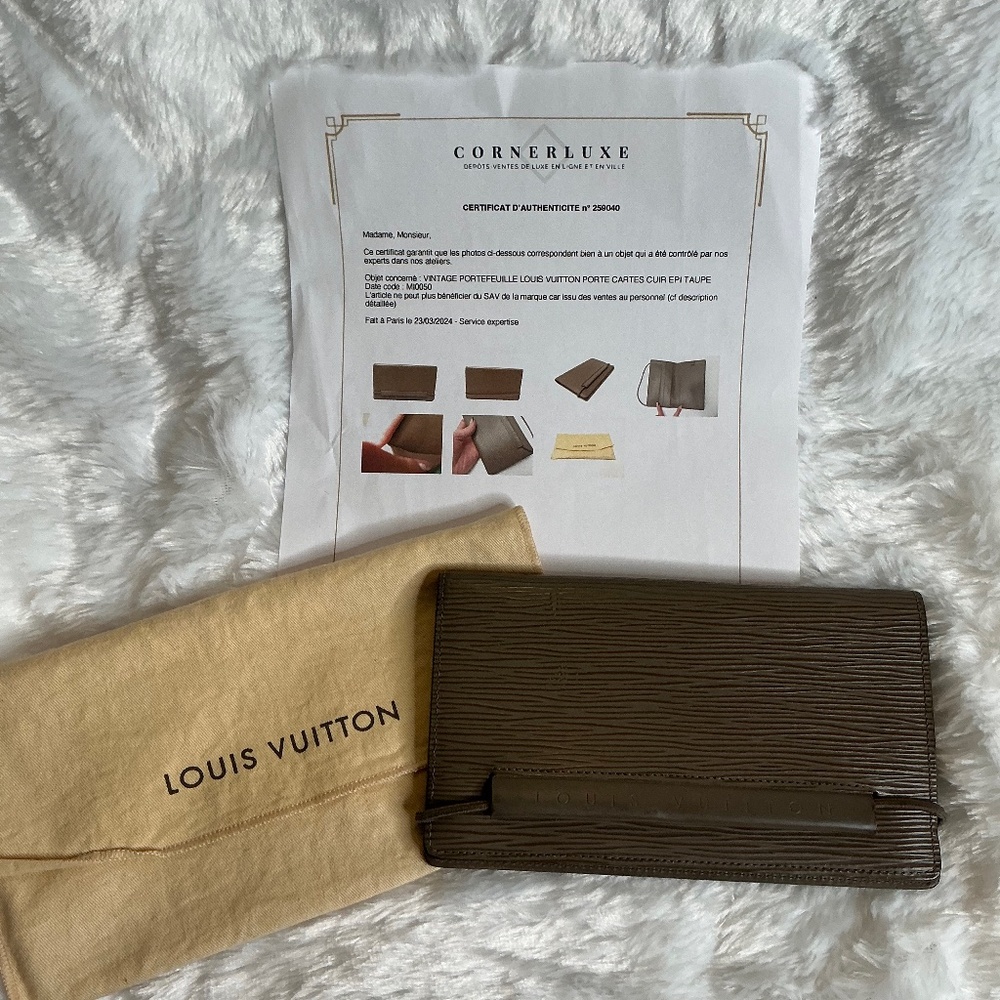 VINTAGE PORTEFEUILLE LOUIS VUITTON PORTE CARTES CUIR EP TAUPE